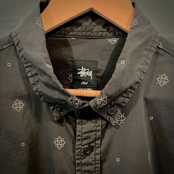 Stussy - Geometric Print LS Shirt - Black - Picture 3 of 7